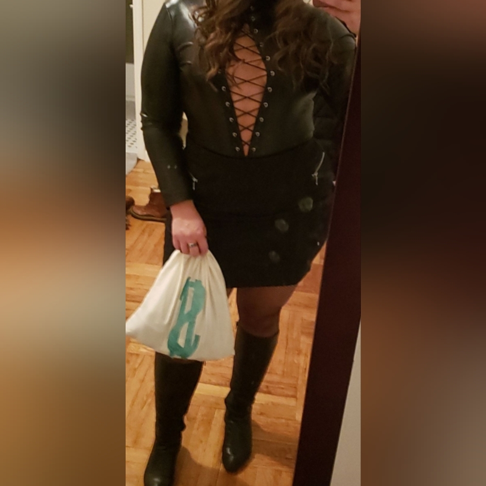 Black Lace-Up Body Suit HOT